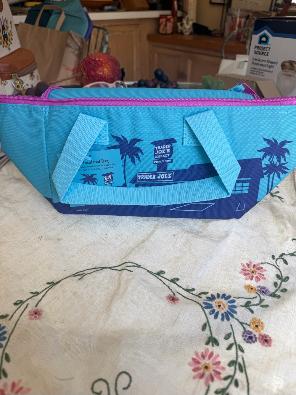 Trader Joe's MINI Insulated Tote Lunch Bag IN Sea Blue 2026 NWT